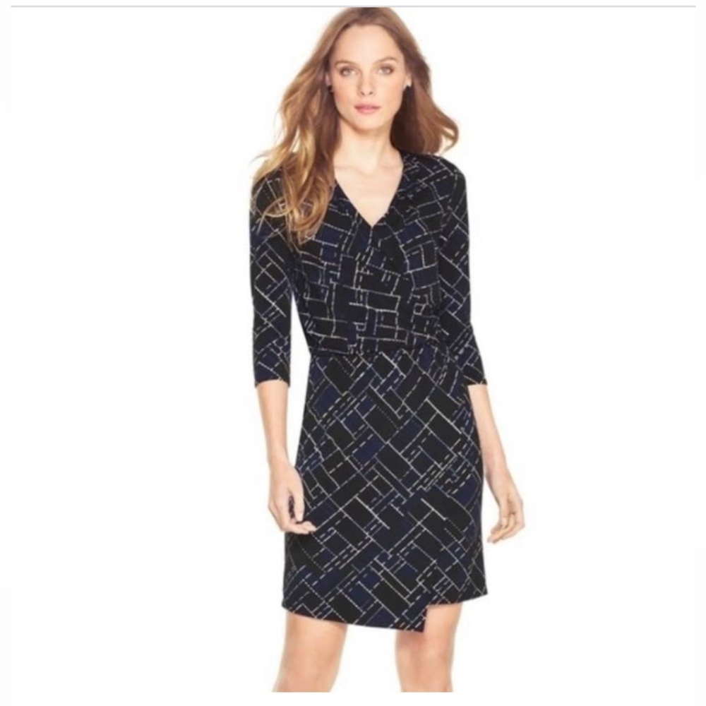 White House Black Market Wrap printed Modi Dress SZ L